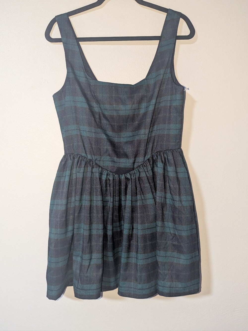 14 Avec Les Filles Green Plaid Preppy Mini Dress